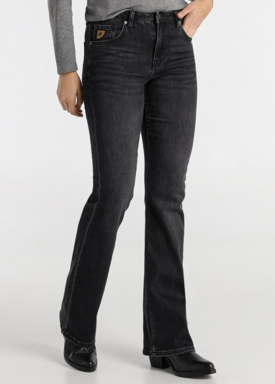 Jeans Flare cintura baja Lavado Gris