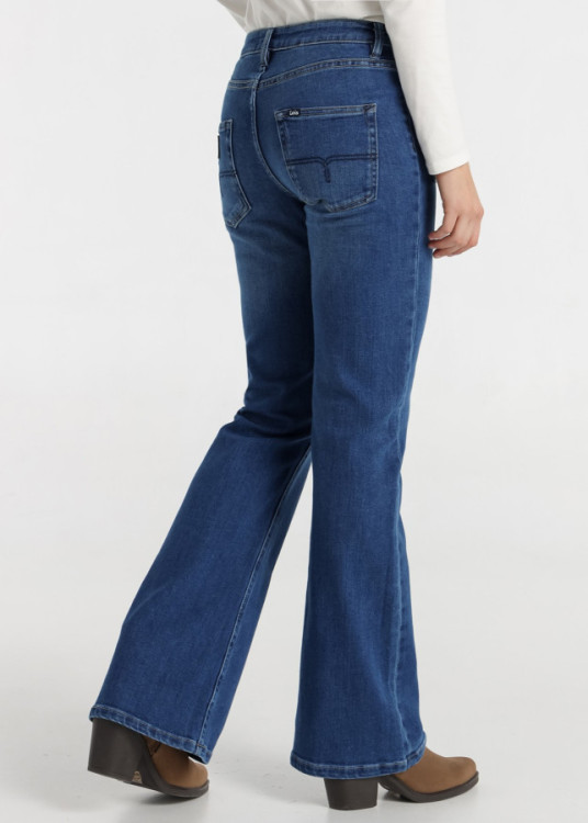 Jeans flare cintura media Lavado Azul
