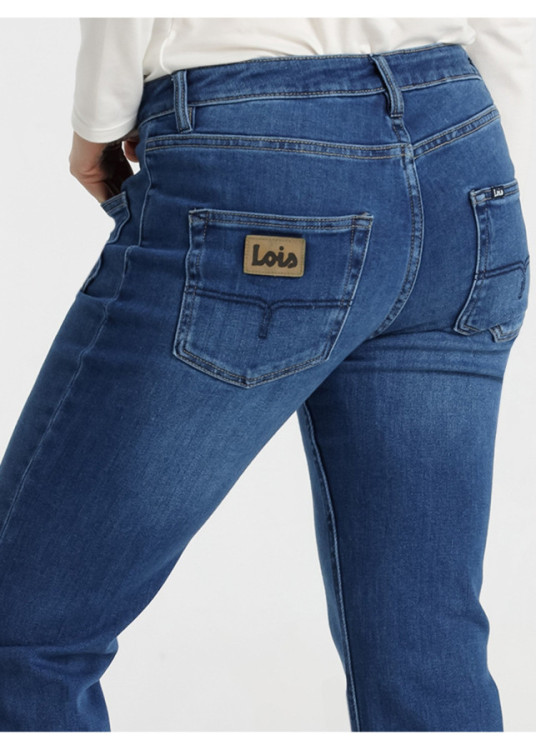 Jeans flare cintura media Lavado Azul