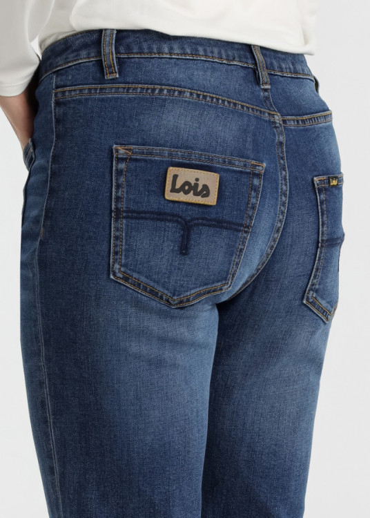 Jeans Flare cintura baja bolsillos Lavado Azul