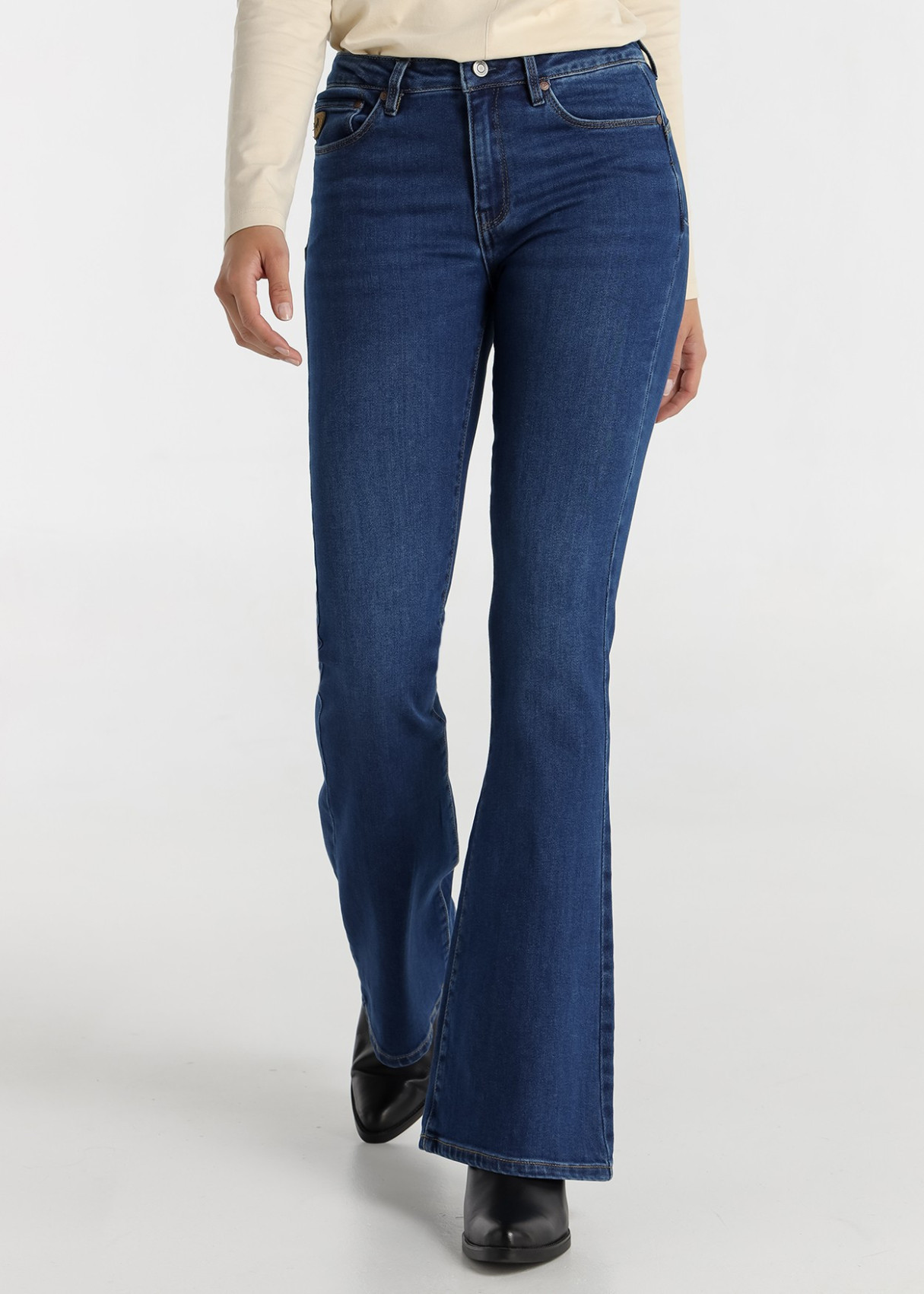 Jeans Flare cintura media Lavado Azul
