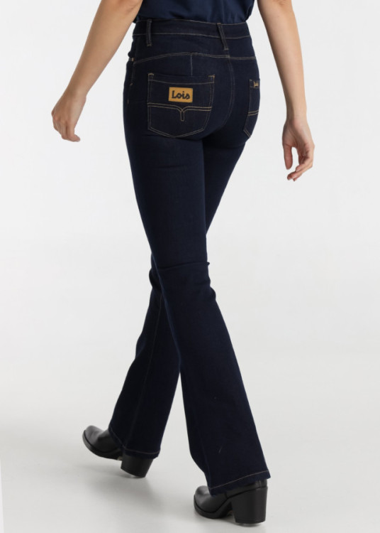 Jeans Flare cintura media acabado Rinse azul
