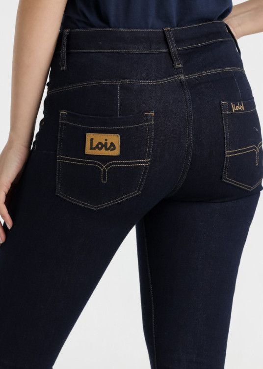 Jeans Flare cintura media acabado Rinse azul