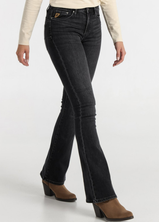 Jeans Flare cintura baja Lavado Gris