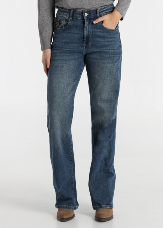Jeans Straight cintura media Lavado Vintage Azul