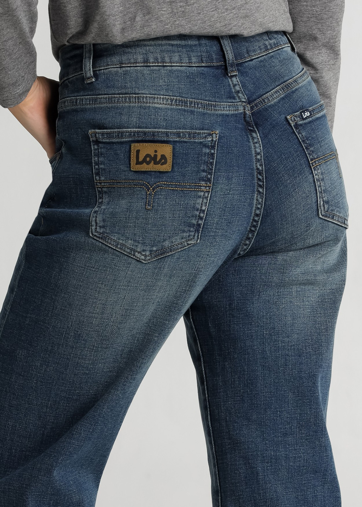 Jeans Straight cintura media Lavado Vintage Azul
