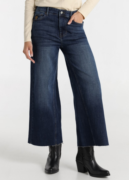 Jeans culotte cintura alta Lavado Azul