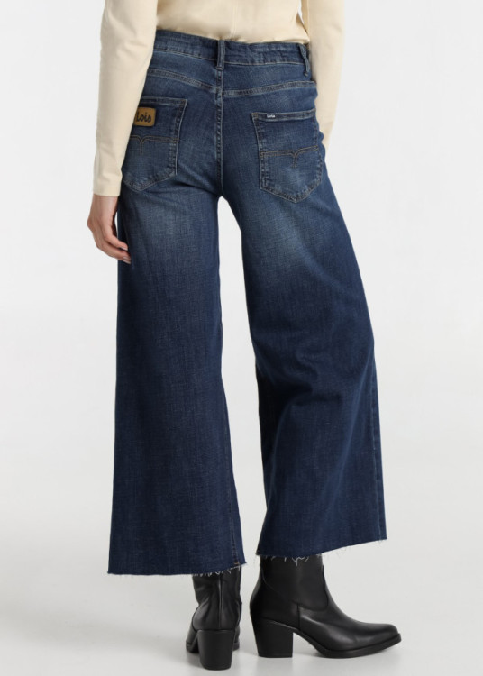 Jeans culotte cintura alta Lavado Azul