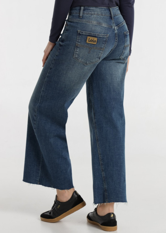 Jeans culotte cintura media Lavado Azul