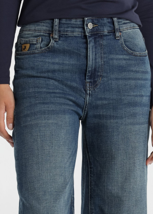 Jeans culotte cintura media Lavado Azul