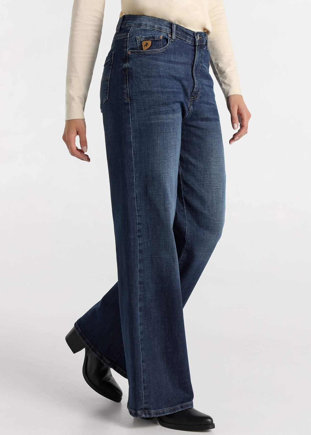 Jeans Wide leg cintura alta Lavado Azul