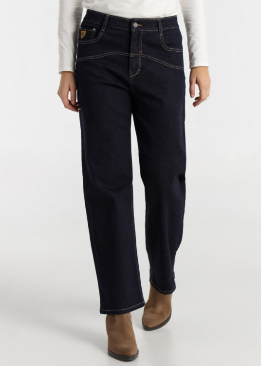 Jeans Bootcut cintura alta estilo Western azul