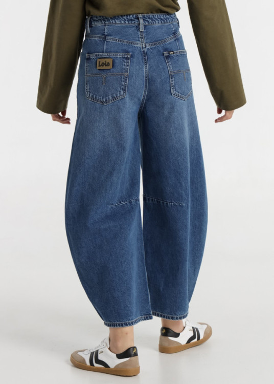 Jeans balloon cintura alta Lavado Blue Stone azul