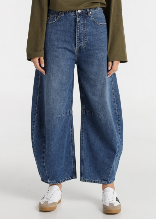 Jeans balloon cintura alta Lavado Blue Stone azul