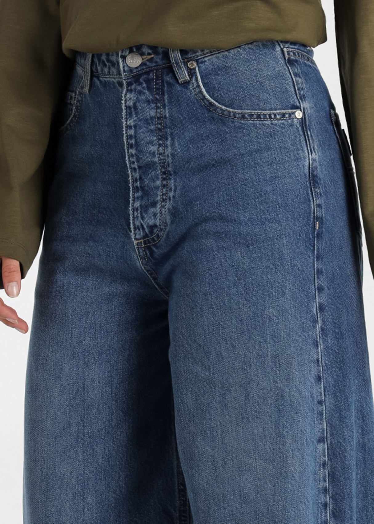 Jeans balloon cintura alta Lavado Blue Stone azul