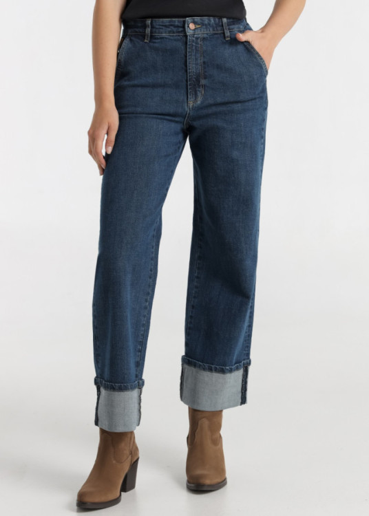 Jeans Bootcut cintura alta bajo vuelto Lavado Vintage azul