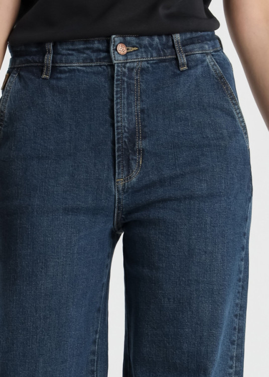 Jeans Bootcut cintura alta bajo vuelto Lavado Vintage azul