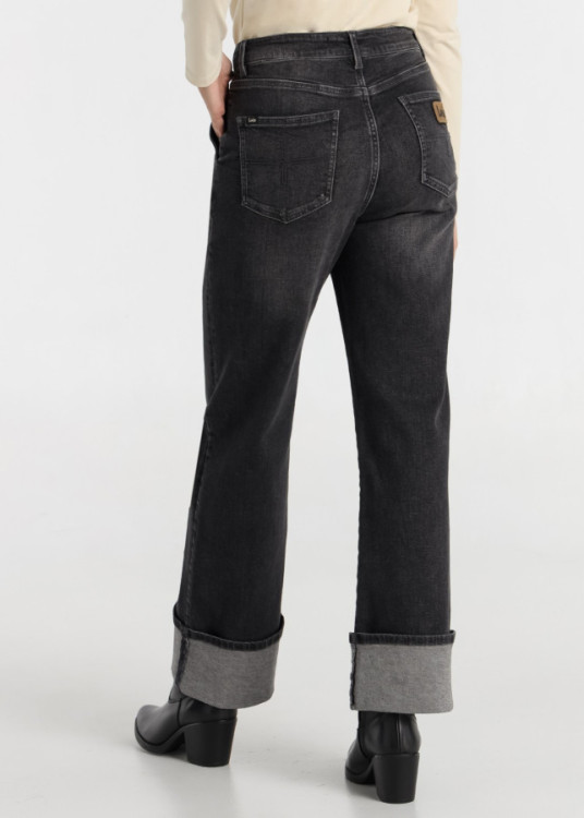 Jeans Bootcut cintura alta Bajo Vuelto lavado Gris