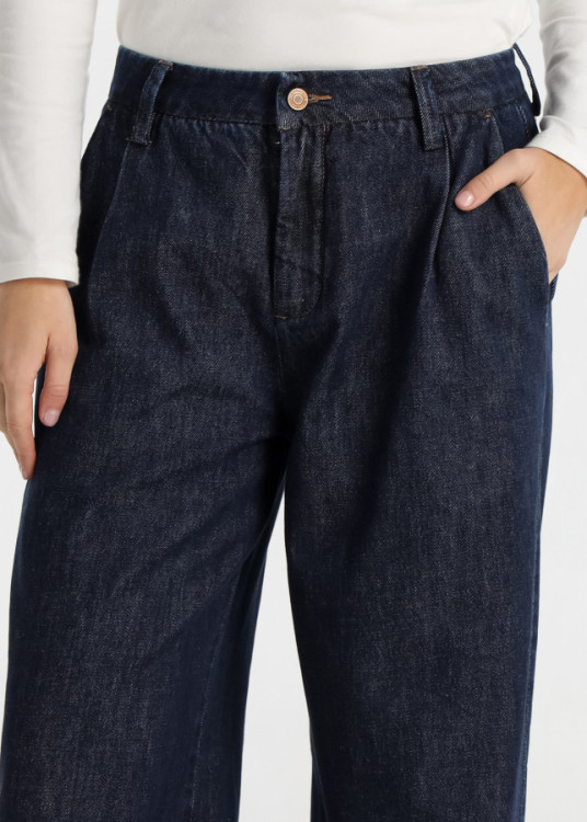 Jeans wide leg palazzo cintura alta Bolsillo Chino Lateral azul