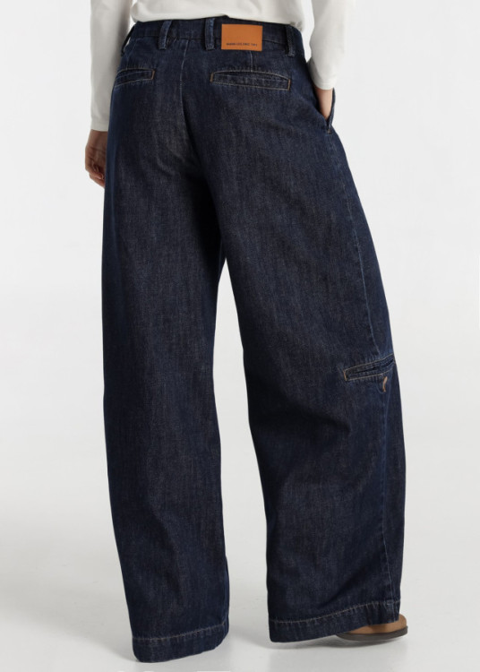 Jeans wide leg palazzo cintura alta Bolsillo Chino Lateral azul
