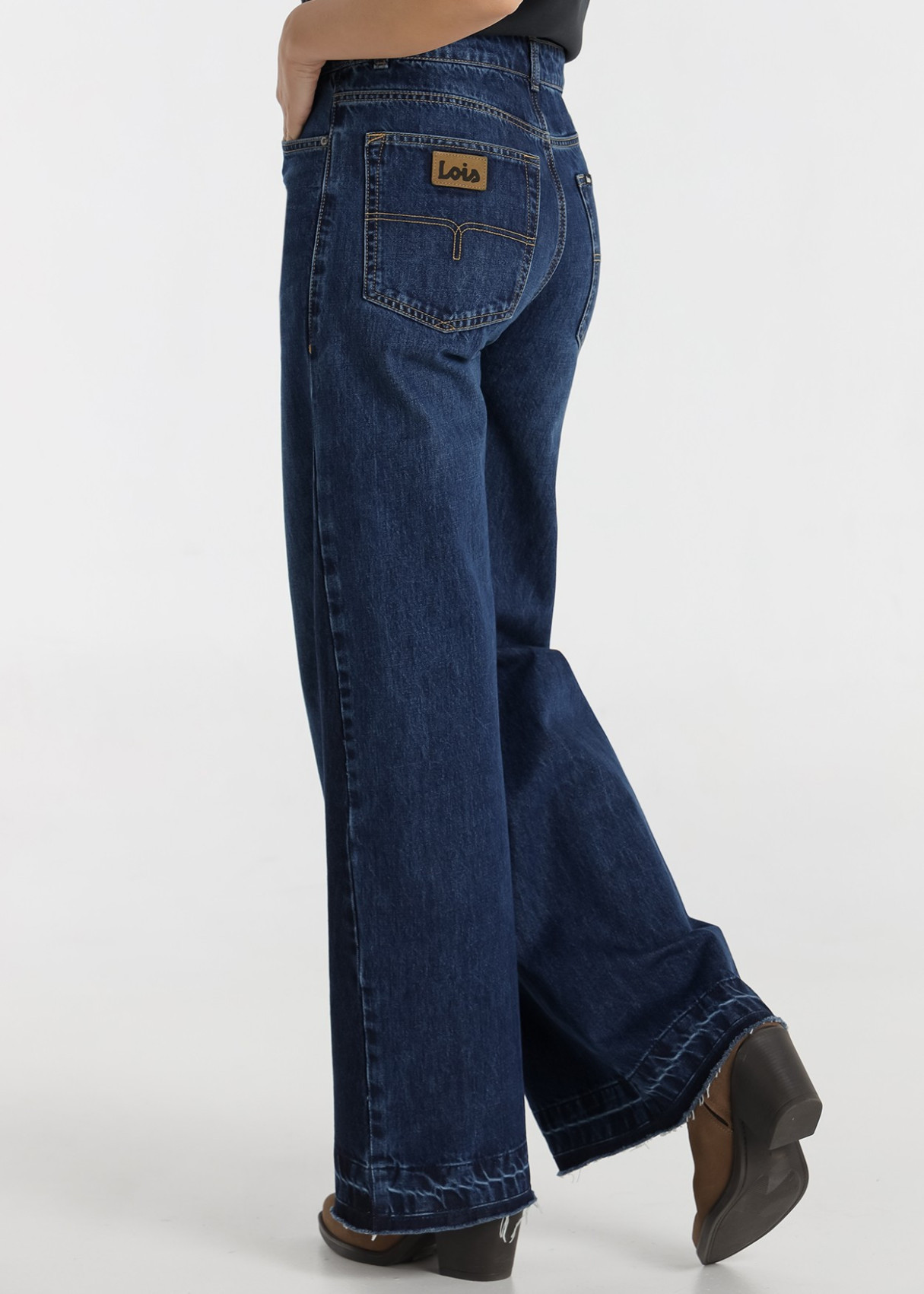 Jeans wide leg cintura alta Lavado Vintage azul