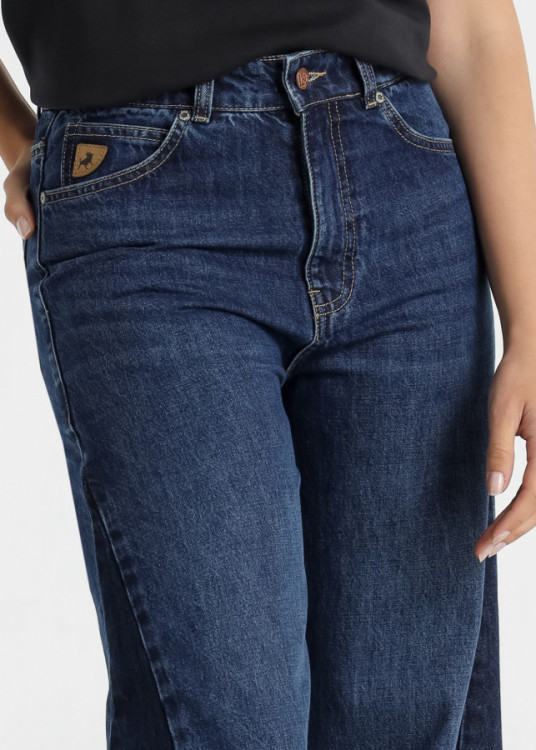 Jeans wide leg cintura alta Lavado Vintage azul