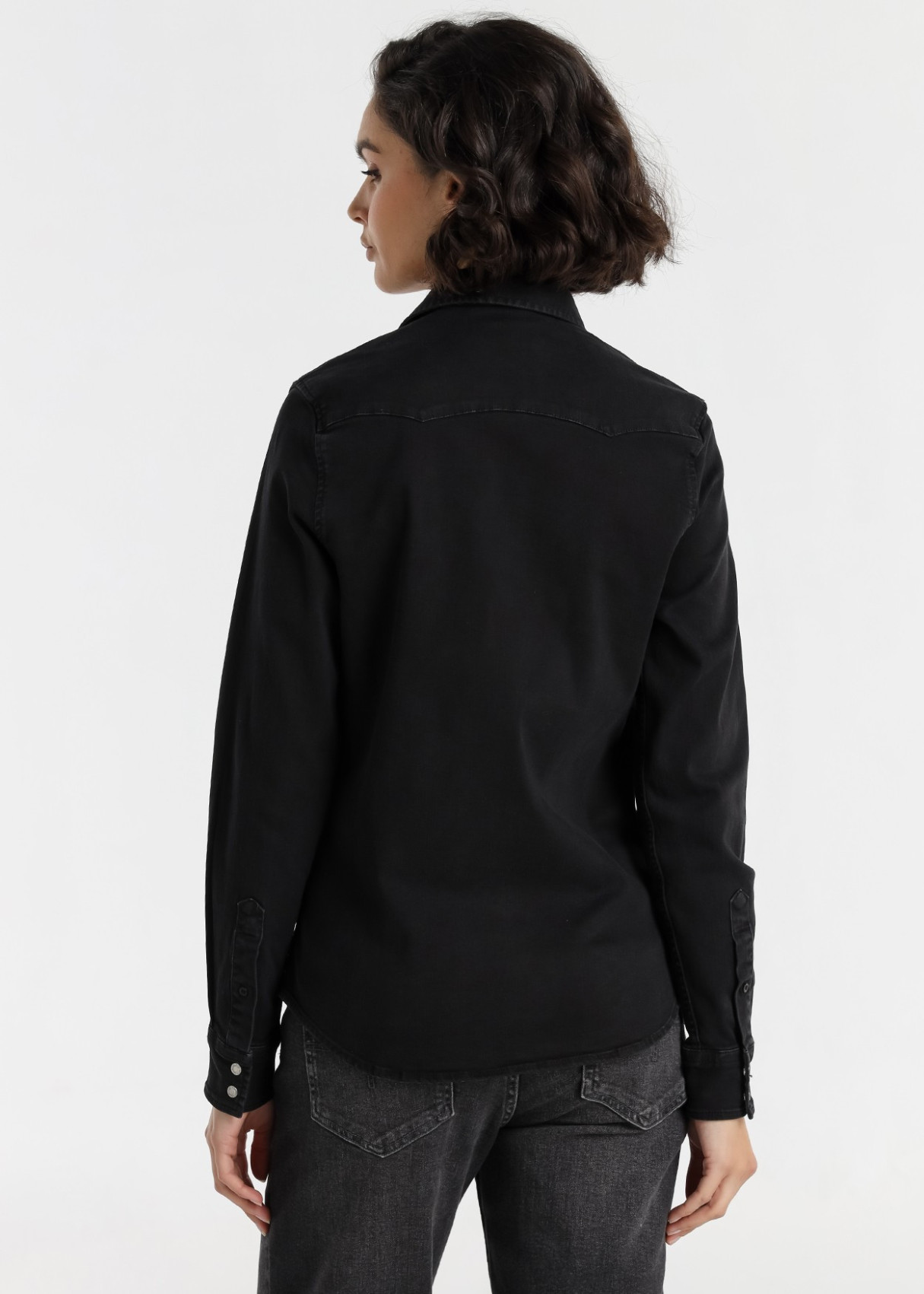 Camisa Vaquera Elástica  Lavado Phantom negra