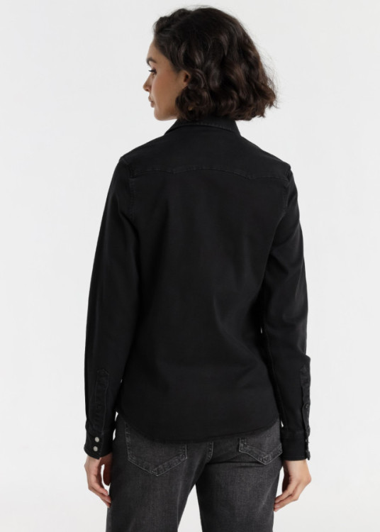 Camisa Vaquera Elástica  Lavado Phantom negra