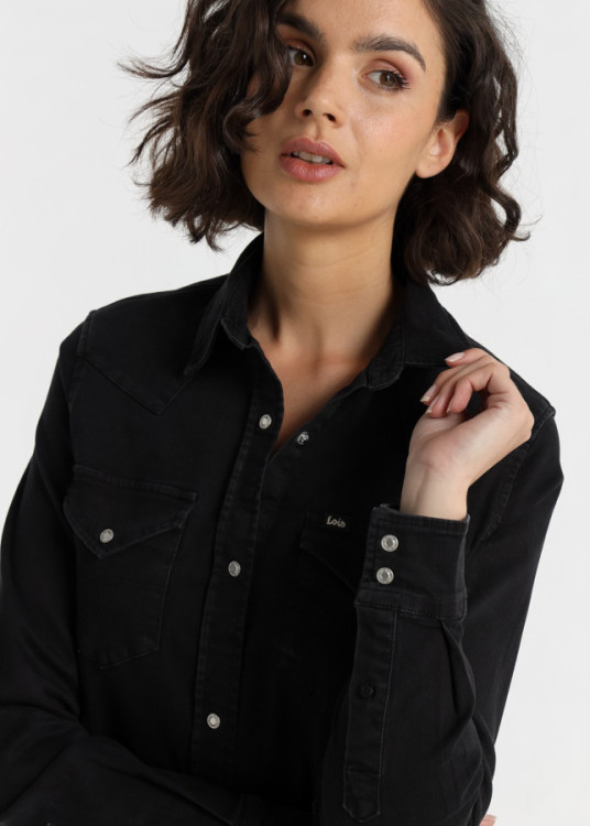 Camisa Vaquera Elástica  Lavado Phantom negra