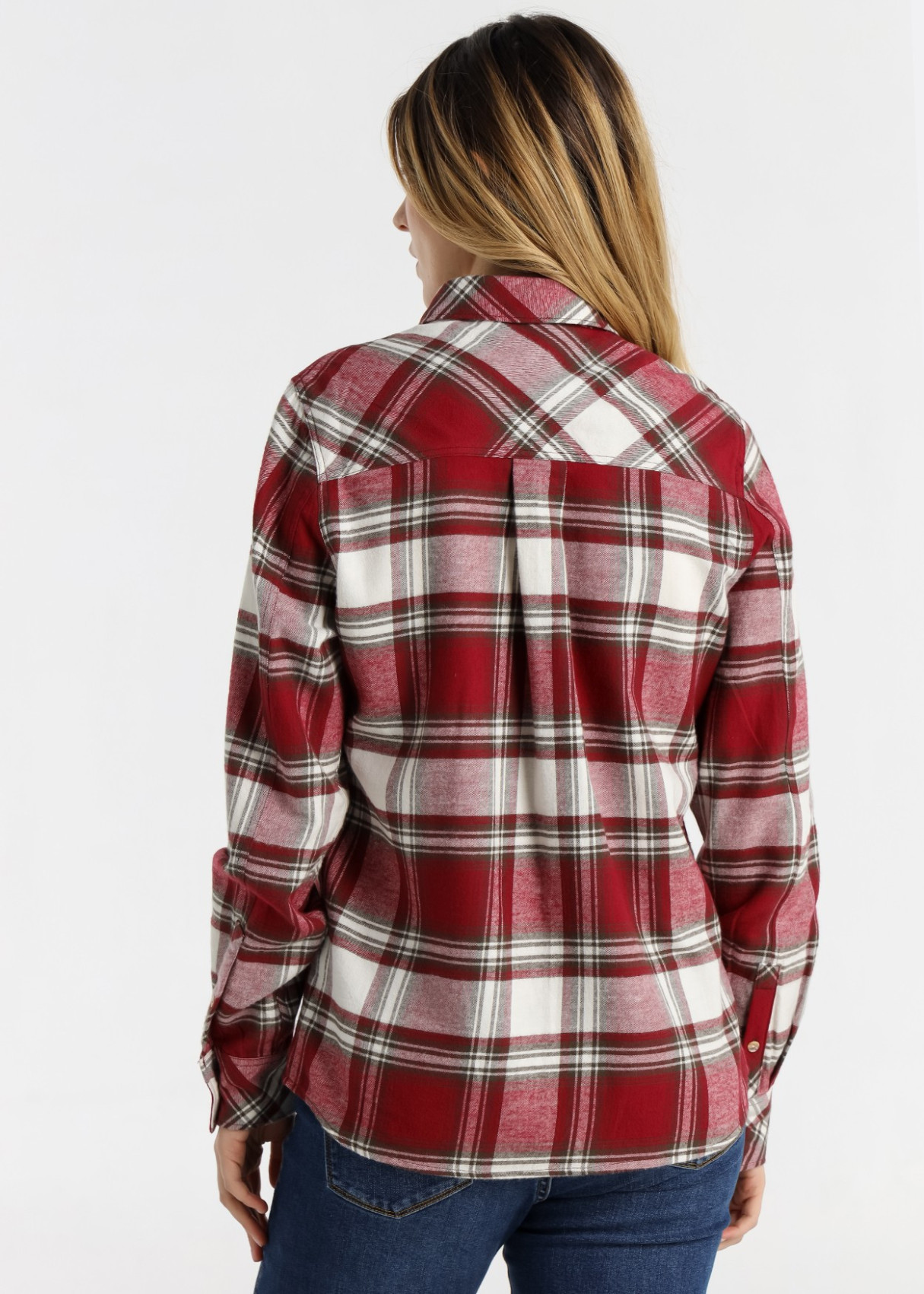 Camisa Manga Larga cuadros  Western roja