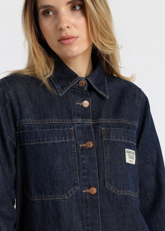 Vestido Corto Denim Bolsillos azul