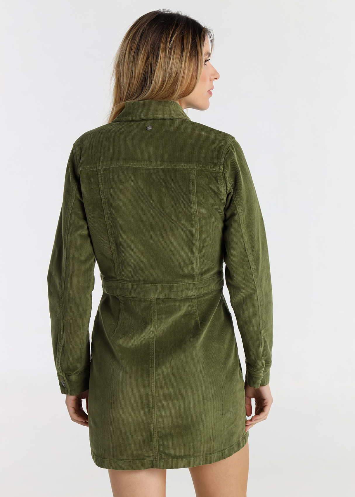 Vestido Corto Pana Bolsillos De Plastrón verde