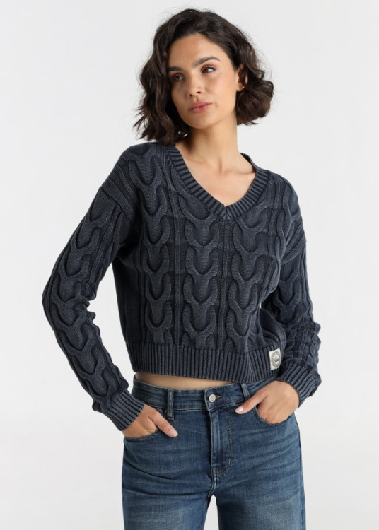 Lois Jeans Jersey De Cuello Pico Para Mujer Con Textura De Ochos  Inspiración Denim