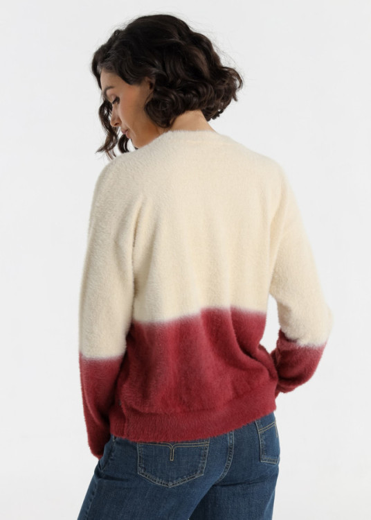 Jersey De Cuello Redondo Jeans Para Mujer Con Acabado Degradado  Para Oficina Y Ocio