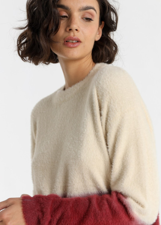 Jersey De Cuello Redondo Jeans Para Mujer Con Acabado Degradado  Para Oficina Y Ocio