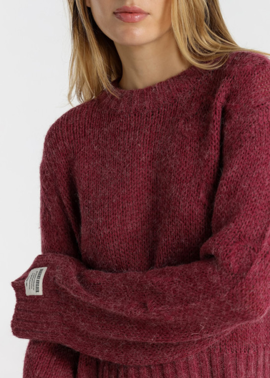 Jersey De Cuello Redondo Jeans Para Mujer Con Corazones Bordados  Estilo Casual
