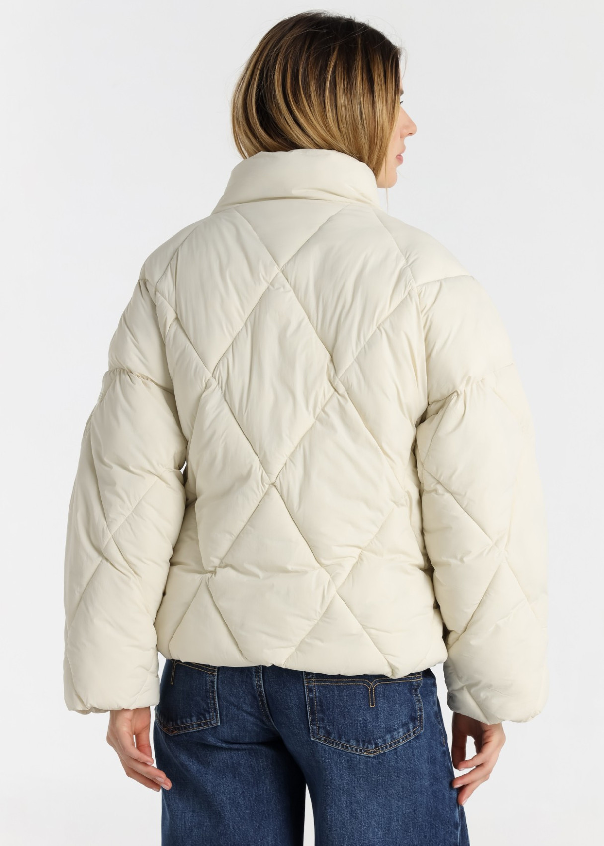 Abrigo Tipo Puffer Con Acolchado De Rombos De Jeans Para Mujer  Línea Femenina