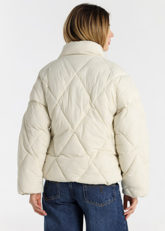 Abrigo Tipo Puffer Con Acolchado De Rombos De Jeans Para Mujer  Línea Femenina