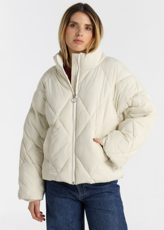 Abrigo Tipo Puffer Con Acolchado De Rombos De Jeans Para Mujer  Línea Femenina