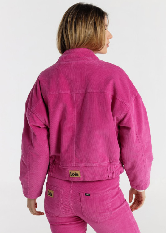 Cazadora corta pana rosa