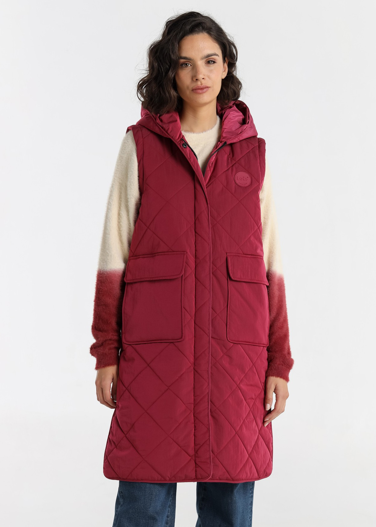 Chaleco Puffer Acolchado capucha rojo