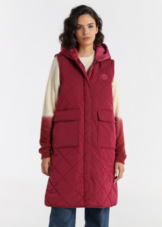 Chaleco Puffer Acolchado capucha rojo