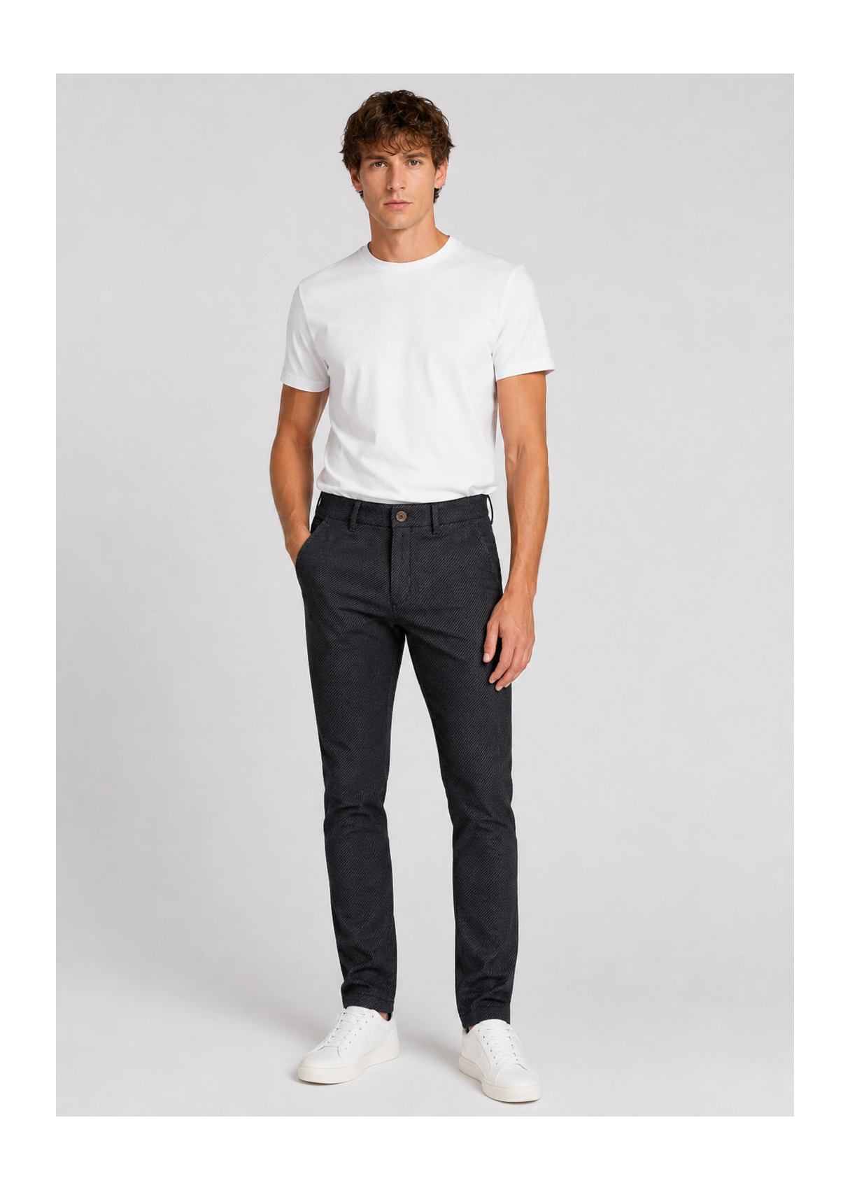 Pantalón Chino De Hombre Jeans Texturizado Y Elástico  Para El Día A Día