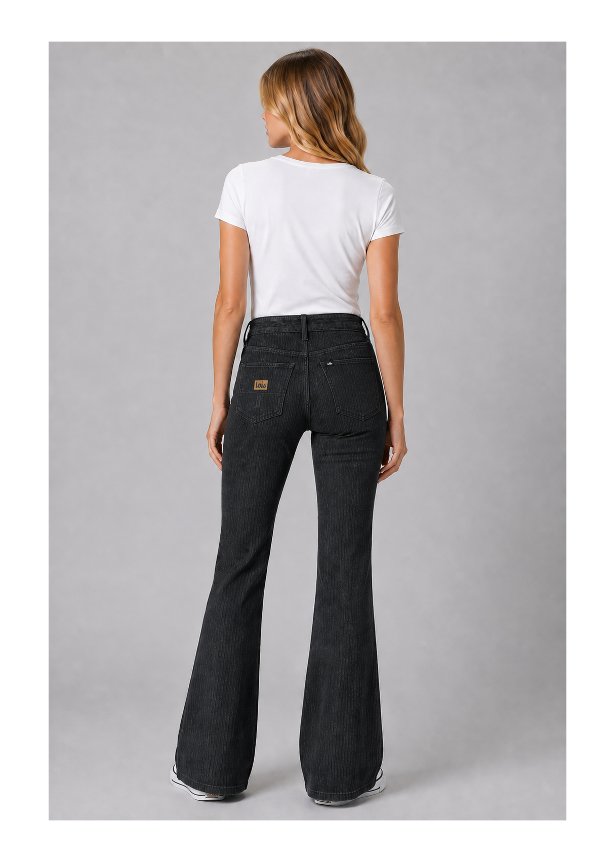 Pantalón bootcut Color Pana Bolsillos De Plastrón negro