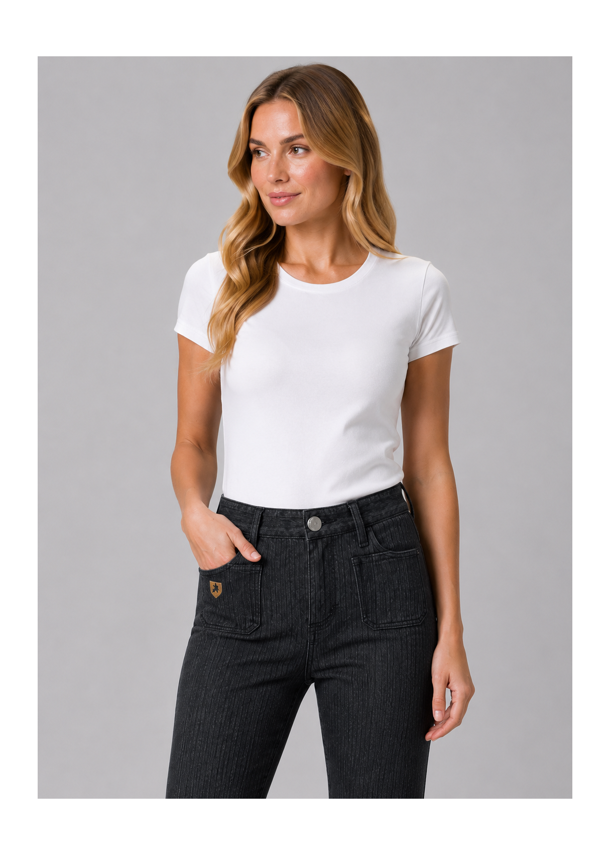 Pantalón bootcut Color Pana Bolsillos De Plastrón negro