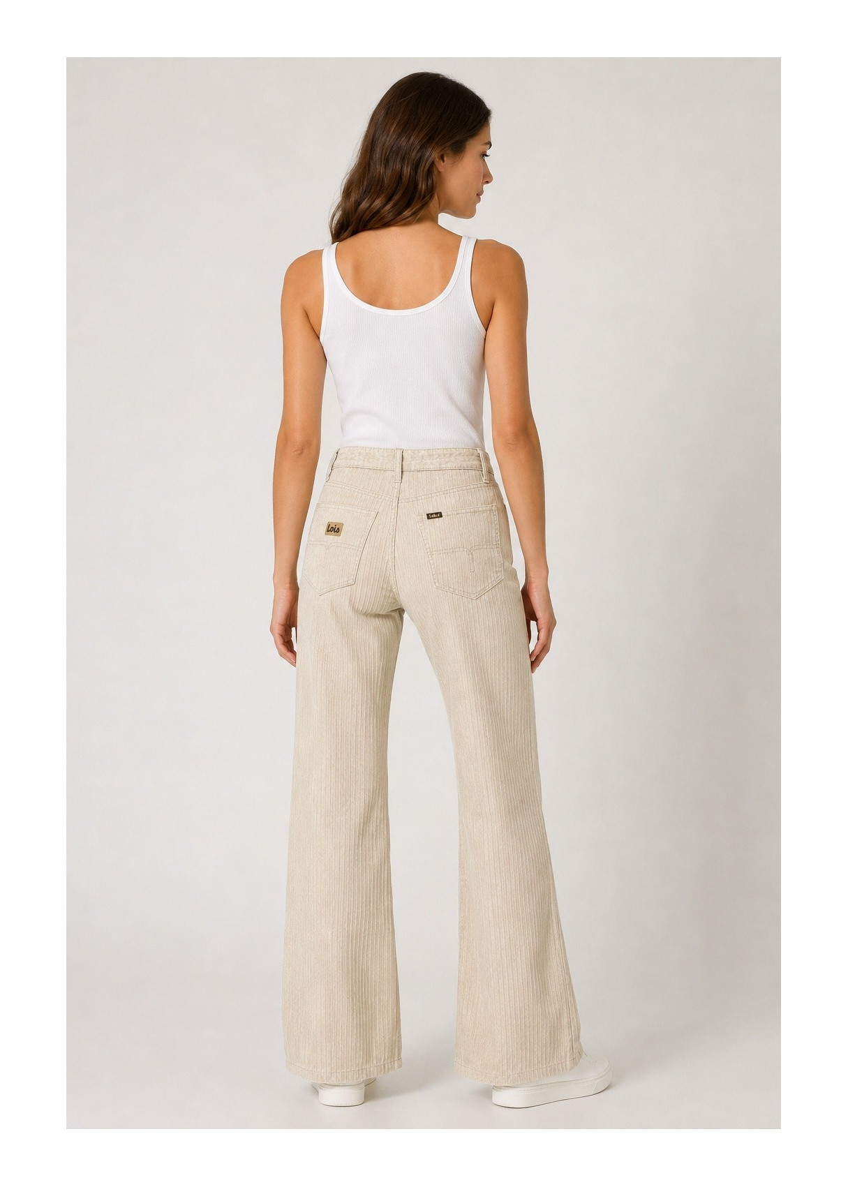 Pantalón bootcut Color Pana Bolsillos De Plastrón beige