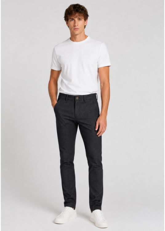 Pantalón Chino De Hombre Jeans Texturizado Y Elástico  Para El Día A Día