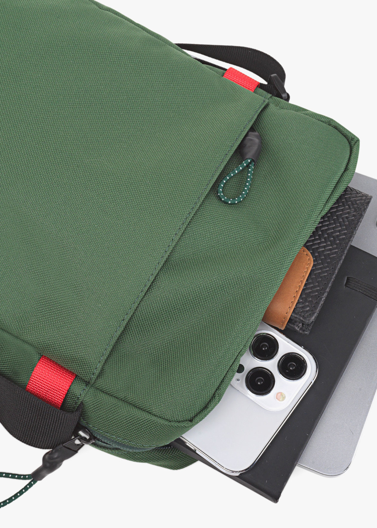 Bandolera con Asa Ajustable y Cierre Cremallera Verde
