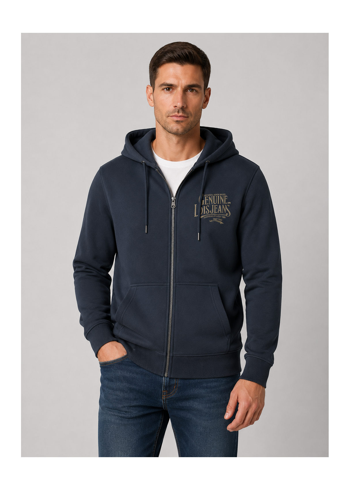 Sudadera Capucha cremallera Gráfica Genuine azul