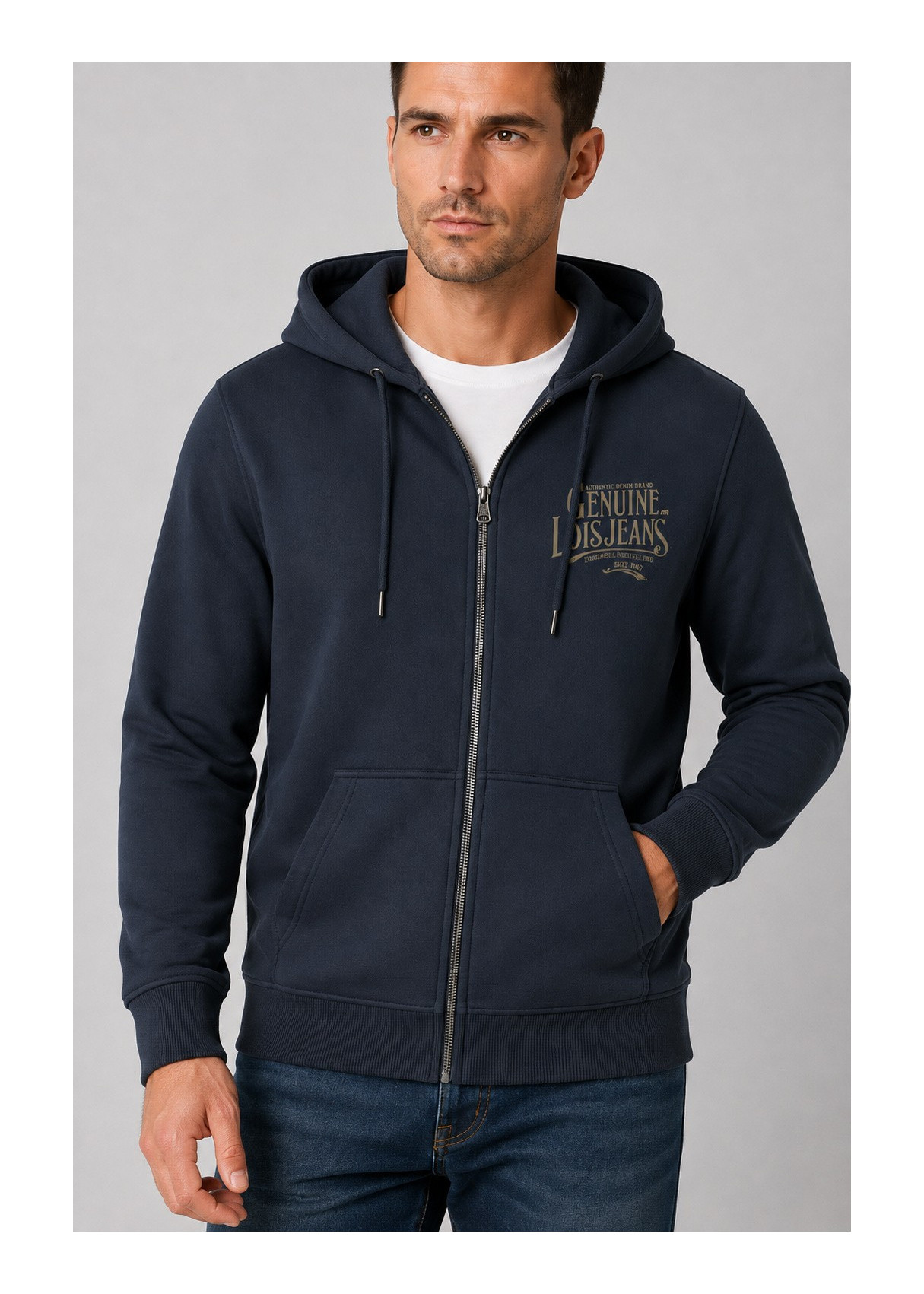 Sudadera Capucha cremallera Gráfica Genuine azul
